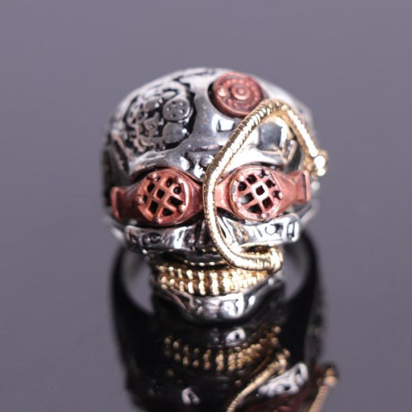 

cluster rings alloy hip hop carving skull ring for men, Golden;silver
