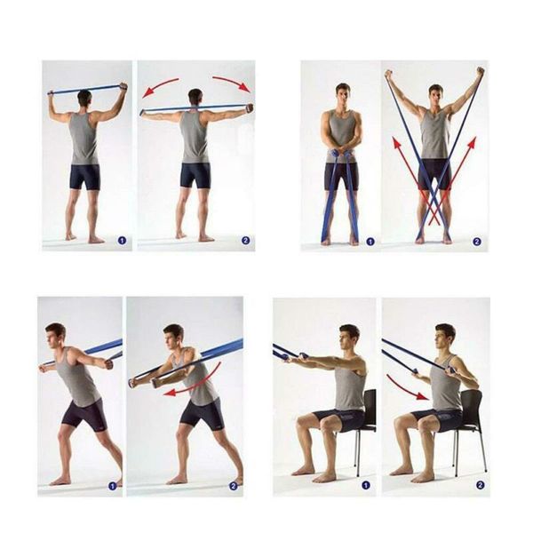 

level resistance exercise loop bands home gym fitness natural latex set yoga hair