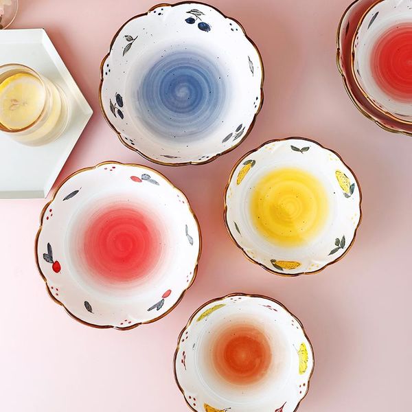 

bowls high-grade ceramics color flower bowl salad for home use