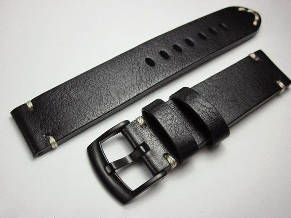 

watch bands genuine leather high-end thick section watchbands 18 19 20 21 22mm man black belt handmade cozy universal strap band, Black;brown