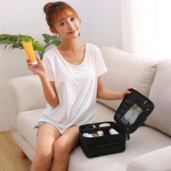 

simplicity women splash-proof cosmetics organzier nylon portable toiletries storage makeup handbag for hiking and travel cosmetic bags & cas