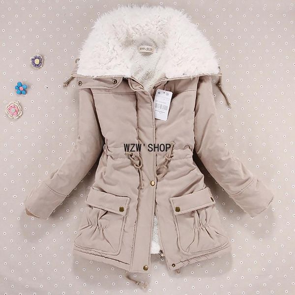 

women's down & parkas women winter jacket thicken hooded long coat slim fit hair collar cotton-padded clothes coats, Black