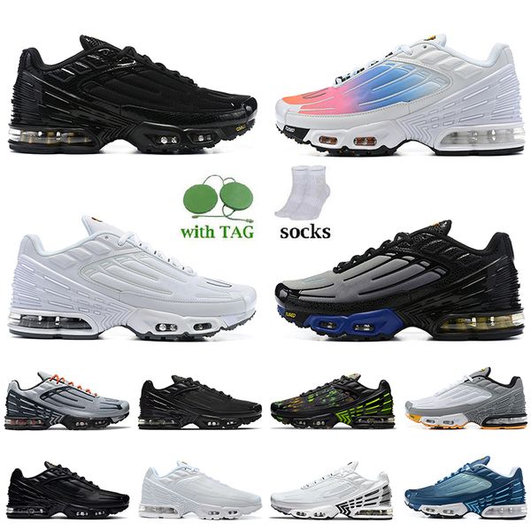 

wholesale plus tn 3 running shoes men womens leather triple white black tuned mens sneakers orange red iridescent laser blue hyper purple sp, White;red