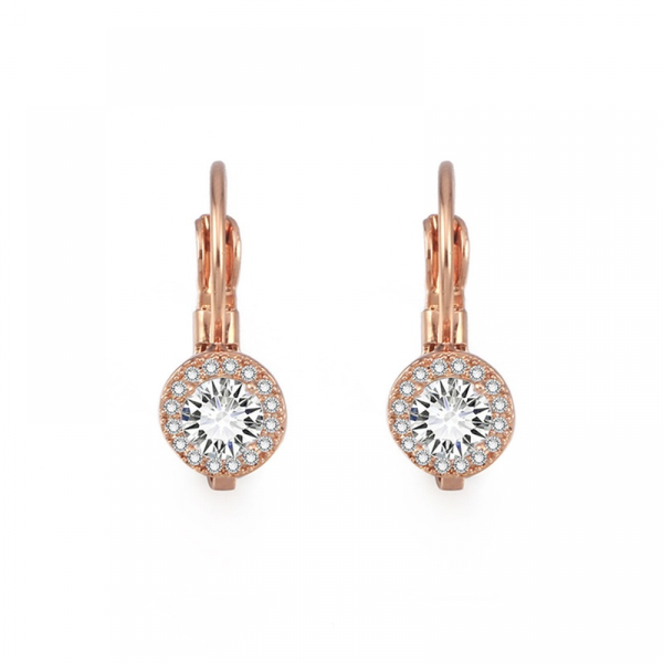 

hoop & huggie rose gold clear cubic zircon earring for women simple style dazzling color earrings fashion jewelry party gifts, Golden;silver
