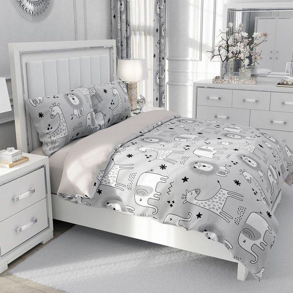 

bedding sets cartoon kids set single double king,baby children duvet cover with pillowcases,quilt/blanket gray zoon