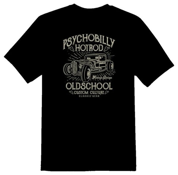 

psychobilly od old school vintage black or white tee, White;black