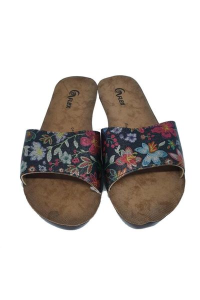 

slippers z-07531-black flower