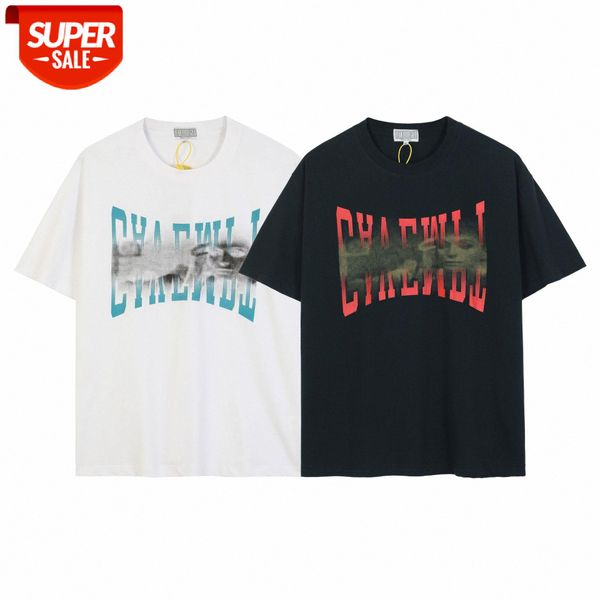 

abstract gradient woman face print short sleeve #fh2u, White;black