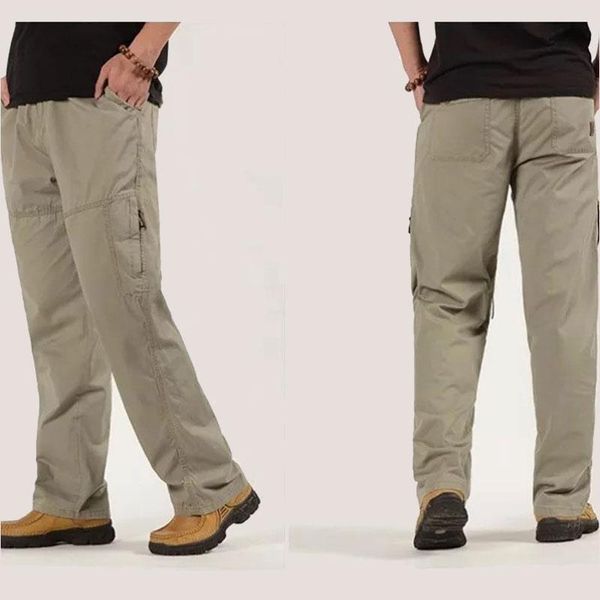 

men's pants 2021 cargo casual loose men baggy pant multi pocket military overall for outdoors sweatpants trousers plus size, Black