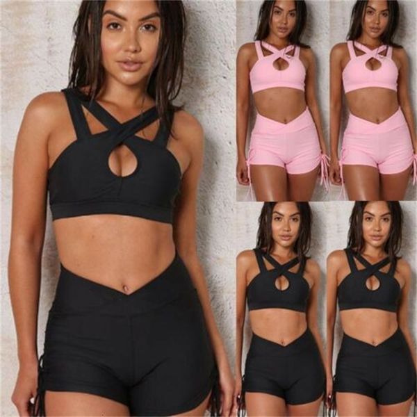 

2pcs women's sport gym running set sportwear suit fitness clothing workout, White;black