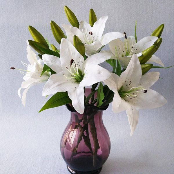 

decorative flowers & wreaths pure love artificial lily plastic simulation multi color fake bridal bouquet plants wedding party home decor