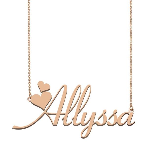 

pendant necklaces allyssa name necklace, custom necklace for women girls friends birthday wedding christmas mother days gift, Silver