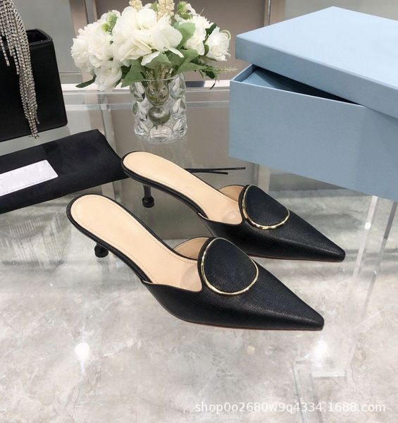 

slippers 2021 summer new fashion baotou thin heel sandals for women zly, Black