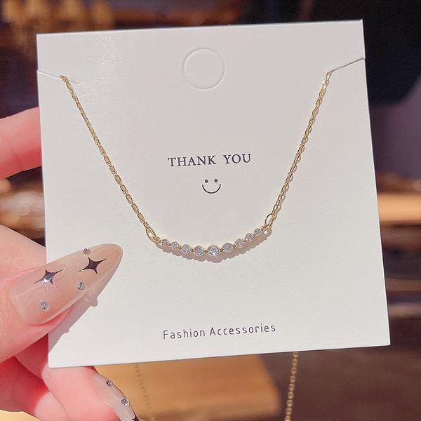 

pendant necklaces fasion zircon geometric necklace gold clolor titanium steel choker for women simple girls jewelry gift, Silver
