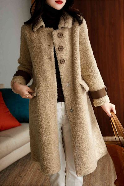 

thin single teddy breasted sliced wool pocket fleece classic jacket plus size outerwear feminine, Black;brown