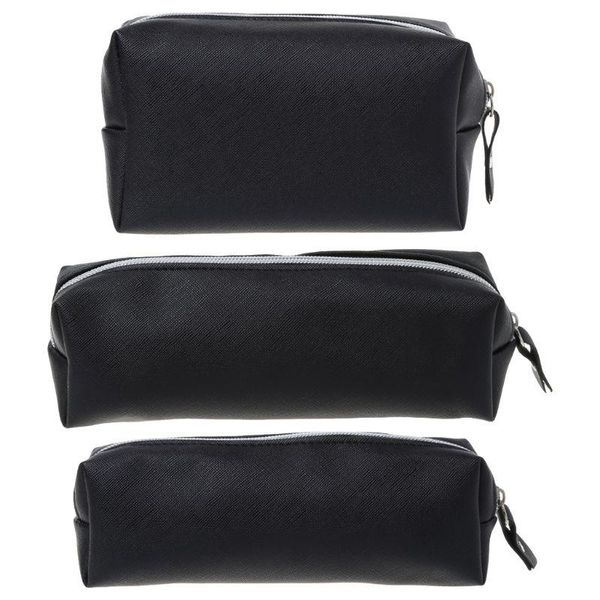 

large capacity leather cosmetic case pen pencil stationery bags