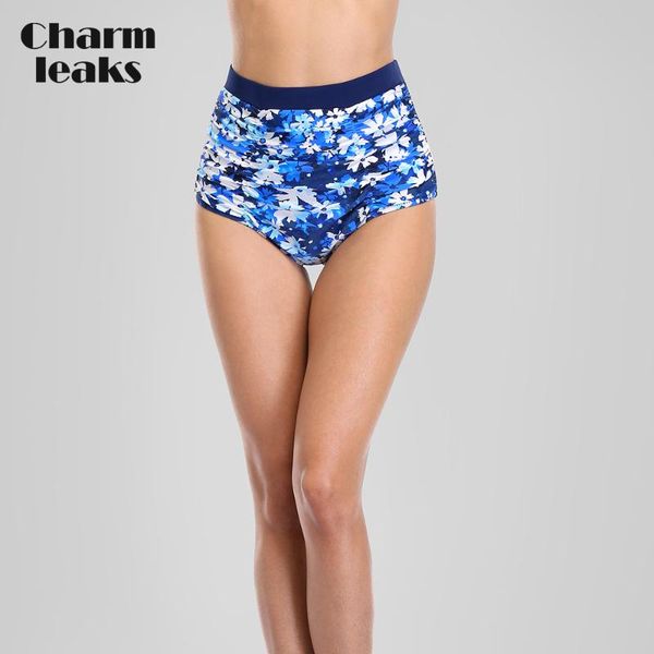 

women's swimwear charmleaks high waist swim trunks women bikini bottom printing briefs split swimming, White;black