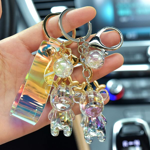 

2021 fashion keychain acrylic transparent acrylic elk cartoon golden horn cute key chain, Slivery;golden