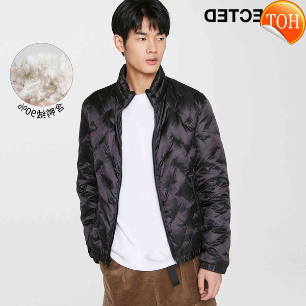 

selected men's embroidered pure color down jacket s|419412509, Black