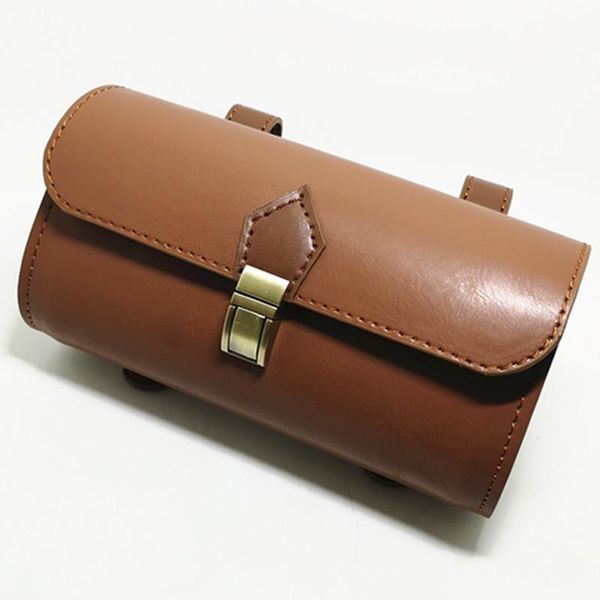 

card holders 2021 retro bicycle tail bike bag pu leather cycling saddle pouch pannier personalized riding vintage, Brown;gray
