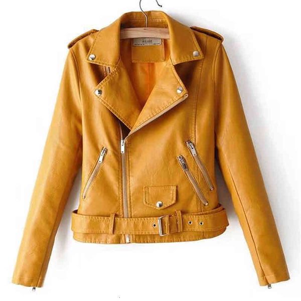 

july's song new female large leather jacket coat spring and autumn motorcycle clothing korean slim fashion size plus women 201119, Black