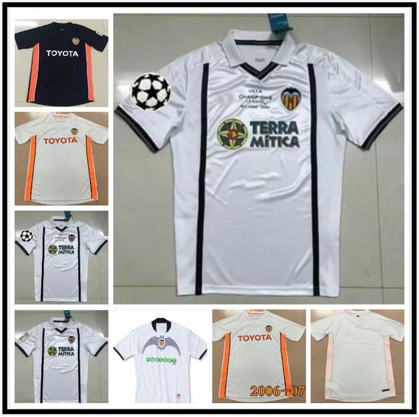 

00 01 03 04 06 07 2009 10 valencia retro soccer jersey 3rd david villa 7 90th anniv deschamps aimar albelda morientes joaquin silva mendieta, Black;yellow