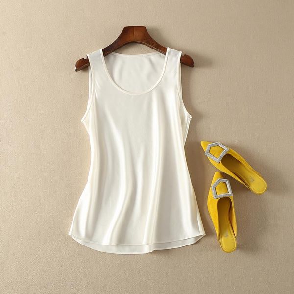 

women silk plain satin diagonal cut sleeveless vest 5 colors women's tanks & camis, White