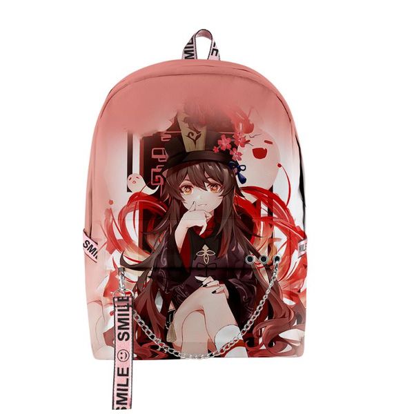

backpack genshin impact hutao children boys girls 3d oxford waterproof high capacity primary middle school students schoolbag