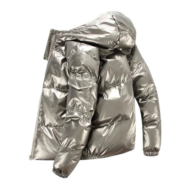 

downs winter solid color parka men thick hooded jacket warm harajuku coat male casual zipper jackets windproof outwear, Black