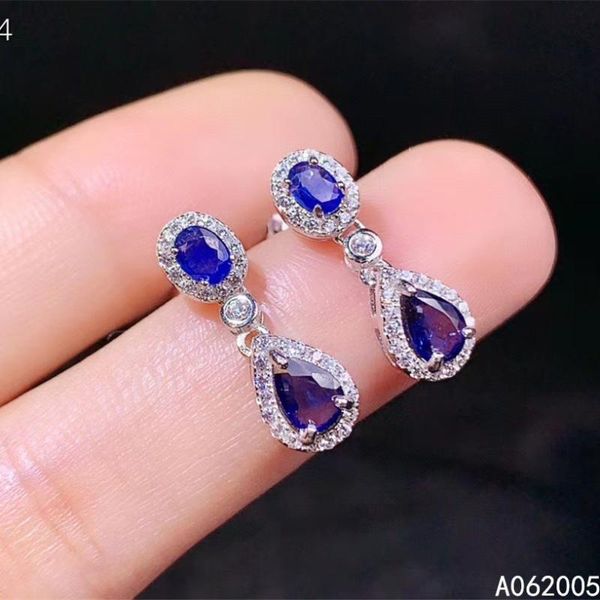 

other kjjeaxcmy fine jewelry 925 sterling silver inlaid natural sapphire female earrings ear studs classic support test selling, Golden;silver
