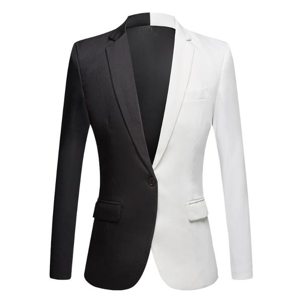 

men's suits & blazers suit singer host concert stage outfits wedding party dresses prom dress tuxedo costume black and white jac, White;black