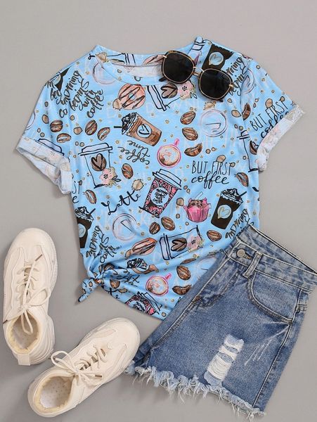 

letter & cup print tee 63es#, White