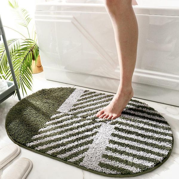 

carpets 1 pc oval stripes floor mats modern nordic water absorbent bathtub kitchen non-slip rugs thick soft flocking foot pads