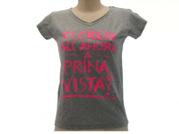 

t shirt only words woman basic you believe in love at first sight gray, White;black