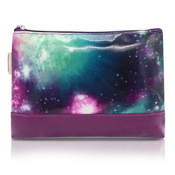 

cosmetic bags & cases etya pu women universe space printed waterproof make up