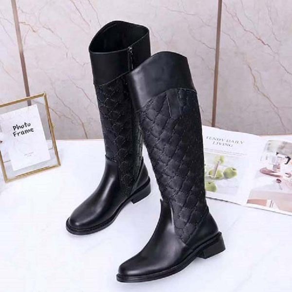 

new fashion autumn winter designer boots woman leather knee high knight shoes metal buckle round heels women boot by bagandshoe 016, Black