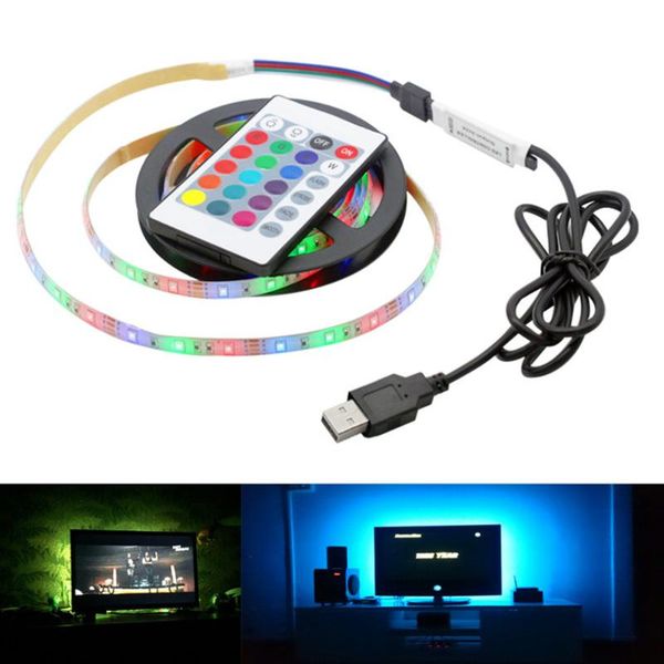 

strips usb led tv strip lamp waterproof rgb 24key flexible neon light 2835smd dc5v for kicthen cabinet backlight lampki leds tape