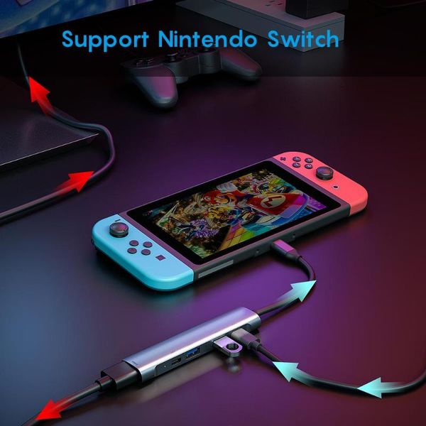 

hubs 5-in-1 docking station type-c to 60w pd charging dp data transmission usb3.0