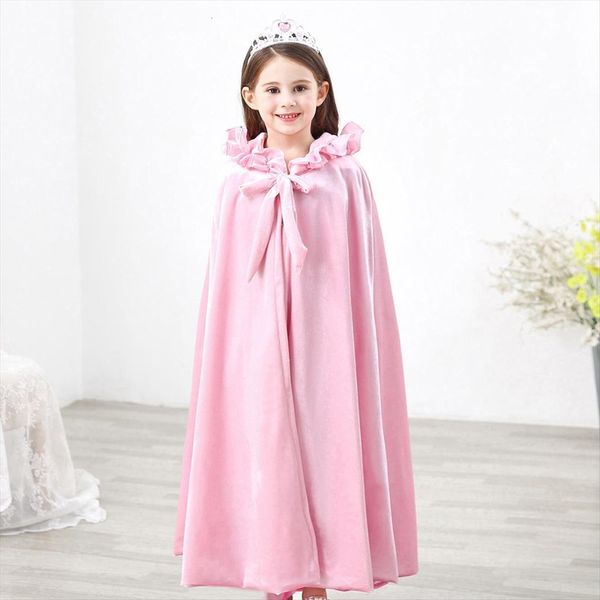 

christmas girls princess cloak cute velvet hooded long shawl halloween cosplay kids costumes fancy fairy cape children clothing, Blue;gray