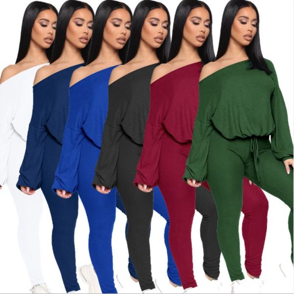 

women's two piece pants wholesale items bulk lots womens long sleeve outfits tracksuit fashion casual solid pant sets 2 set clothing m7, White