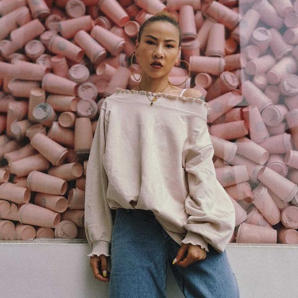 

fashion fleece hoodies niche design 2021 simple loose shoulder versatile long sleeve chic sweater women's, Black