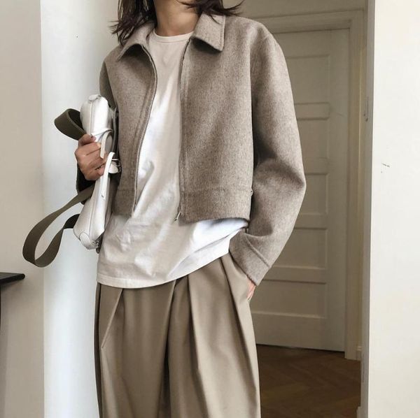 

Women's Wool & Blends woman classic 90% cashmere short jacket-coat with zipper O8GX, Black