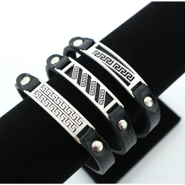

charm bracelets european and american fashion jewelry couple retro leather rope ins korean bracelet, Golden;silver