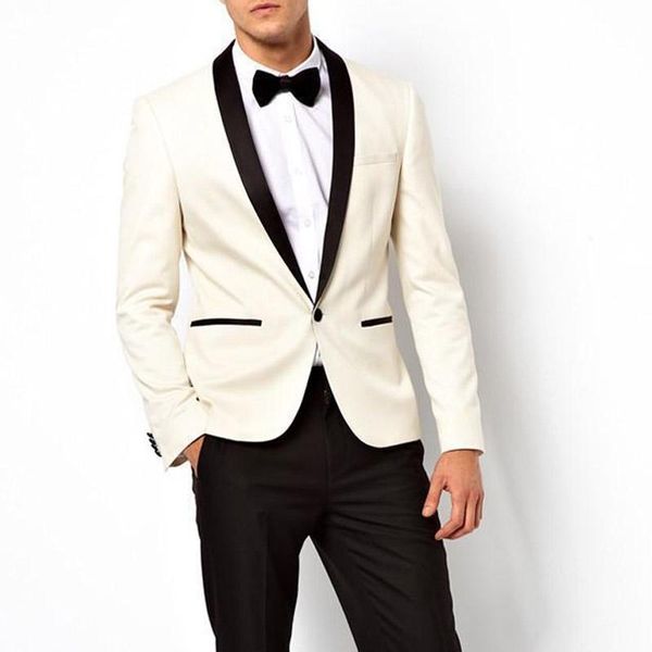

wedding costume men's suit for groom slim fit mens tuxedo two piece formal dress one button shawl lapel grooms suits & blazers, White;black