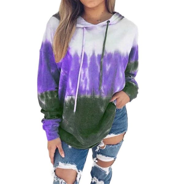 

fashion hoodies creative 2021 tie dye printing women's loose fitting sweater 666, Black