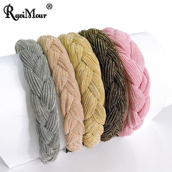 

fashion twists braid women hairbands handmade silk cross soft wide bezel headbands hoop hair accessories solid color girls bands