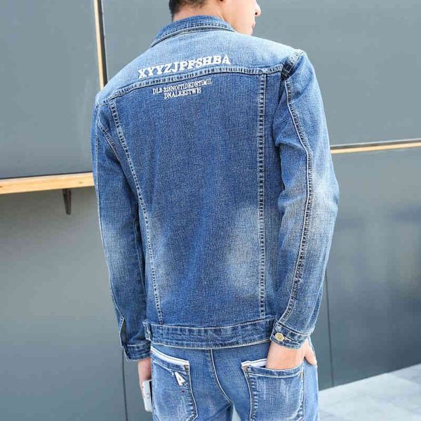 

designermen's denim korean slim student handsome spring autumn embroidered large casual jacket clothingbalencaiga, Black;brown