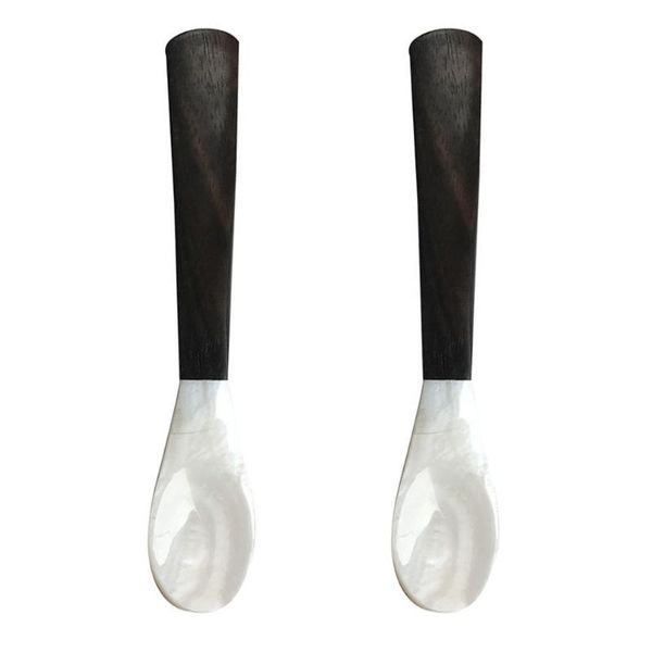 

spoons 2pcs multifunctional dessert spoon ebony handle shell coffee