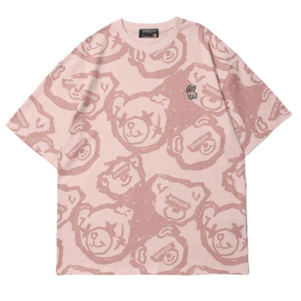 

women's t-shirt v-hanver 2021 short sleeve tshirt harajuku summer hd teddy bear letter loose white clothing