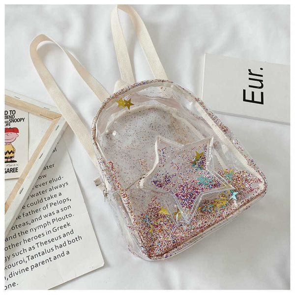 Детская прозрачная звезда рюкзака милая школьная сумка 2020 летние новая детская ясная сладкая сумка для путешествий мини-рюкзаки для женщин x0529